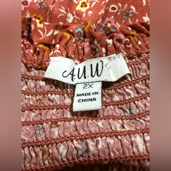 AUW Floral Smocked Mini Dress - Rust and Mustard - Picture 2 of 8